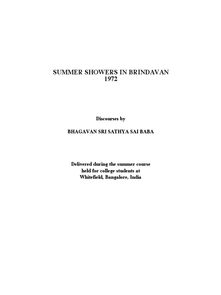 Summer Showers in Brindavan 1972 PDF Spirituality Happiness