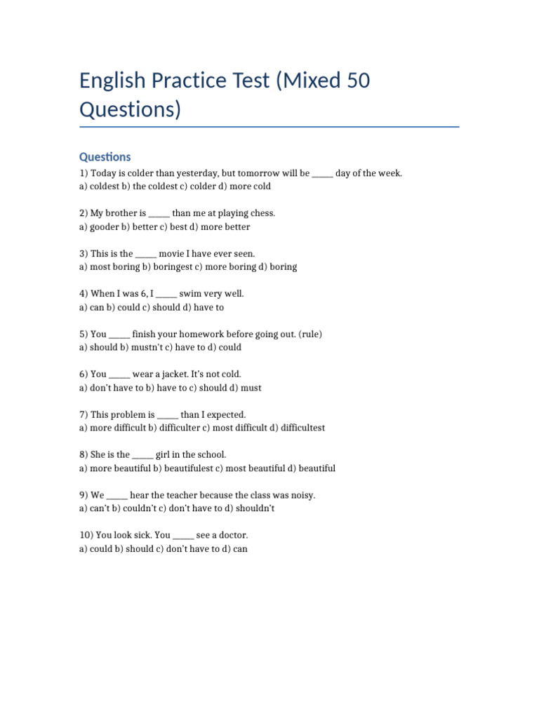 English Test Final | PDF