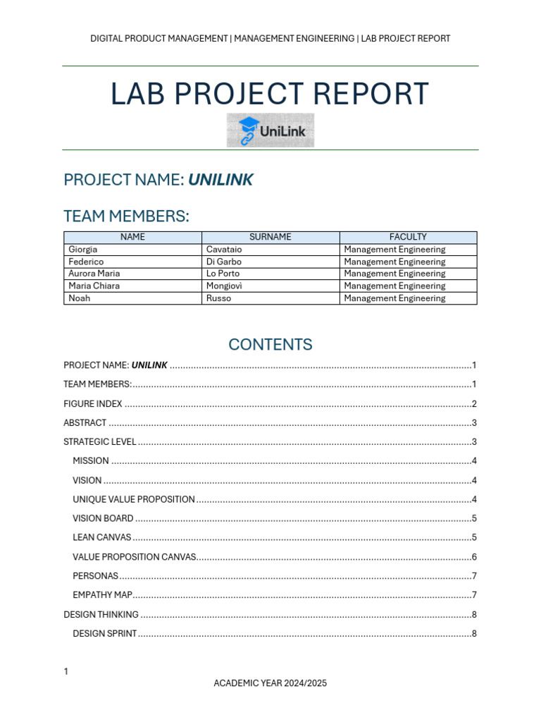 LAB Project Report UniLink | PDF | Lean Startup