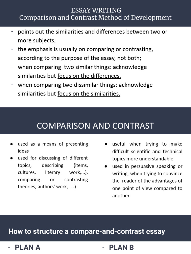ComparisonContrast - Methods of Development-Outlining | PDF | Essays ...