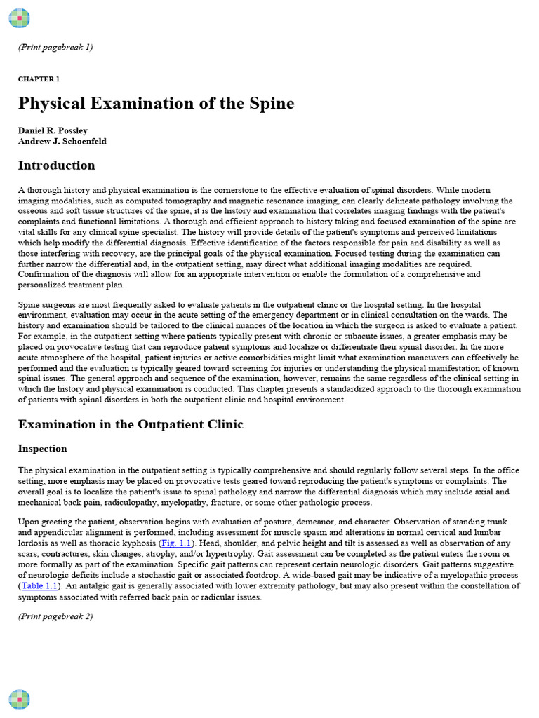Copia de 1_ Physical Examination of the Spine | PDF | Anatomical Terms ...