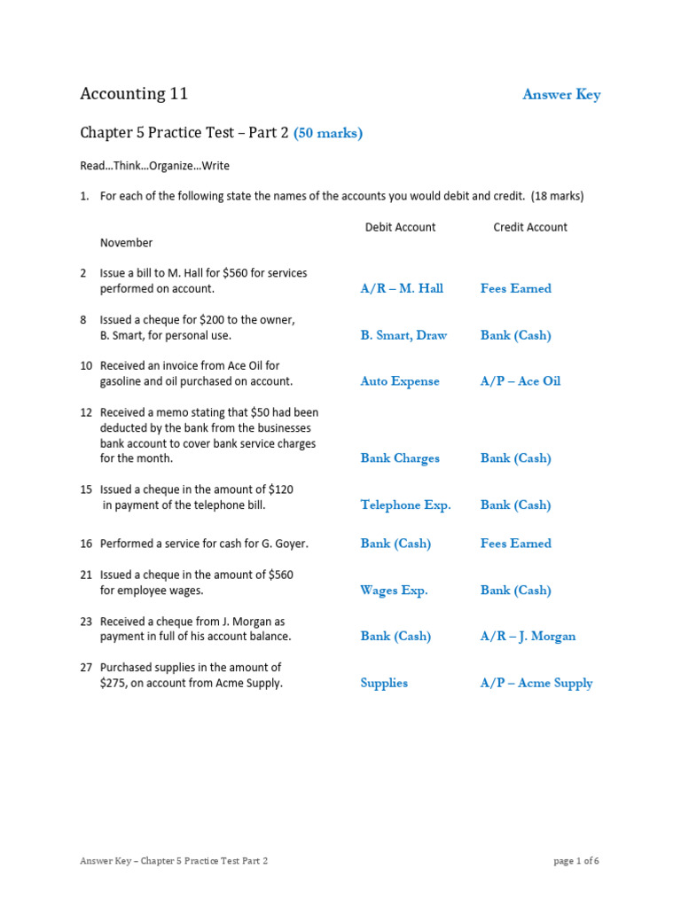 Answer Key - Practice Test - Part 2 | PDF | Expense | Revenue