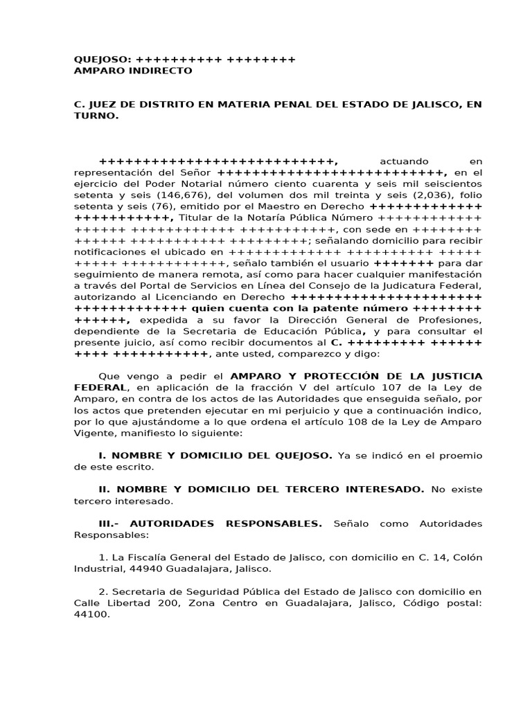 Demanda Amparo | PDF | Caso de ley | Debido al proceso