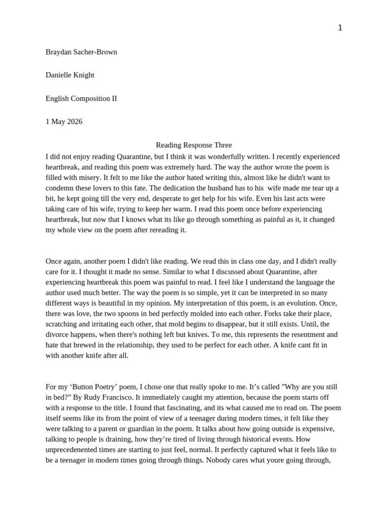 Reading Response 3 | PDF