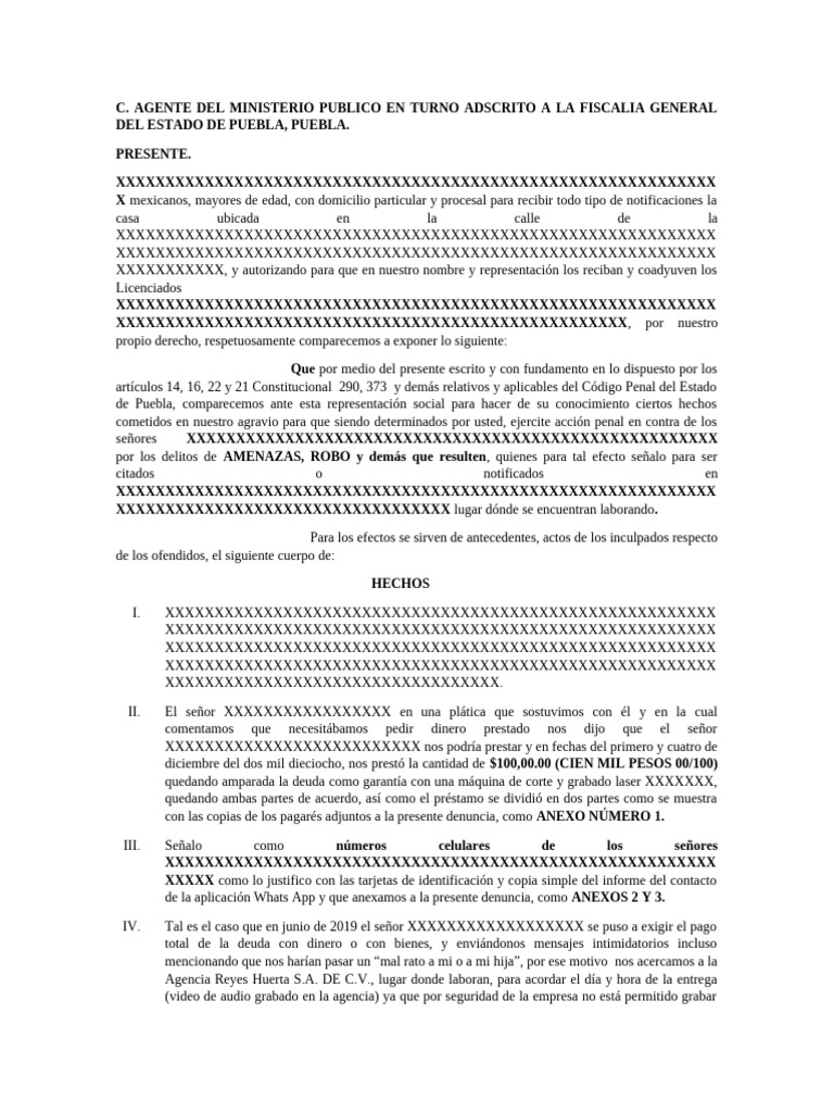 Denuncia Robo y Amenazas | PDF