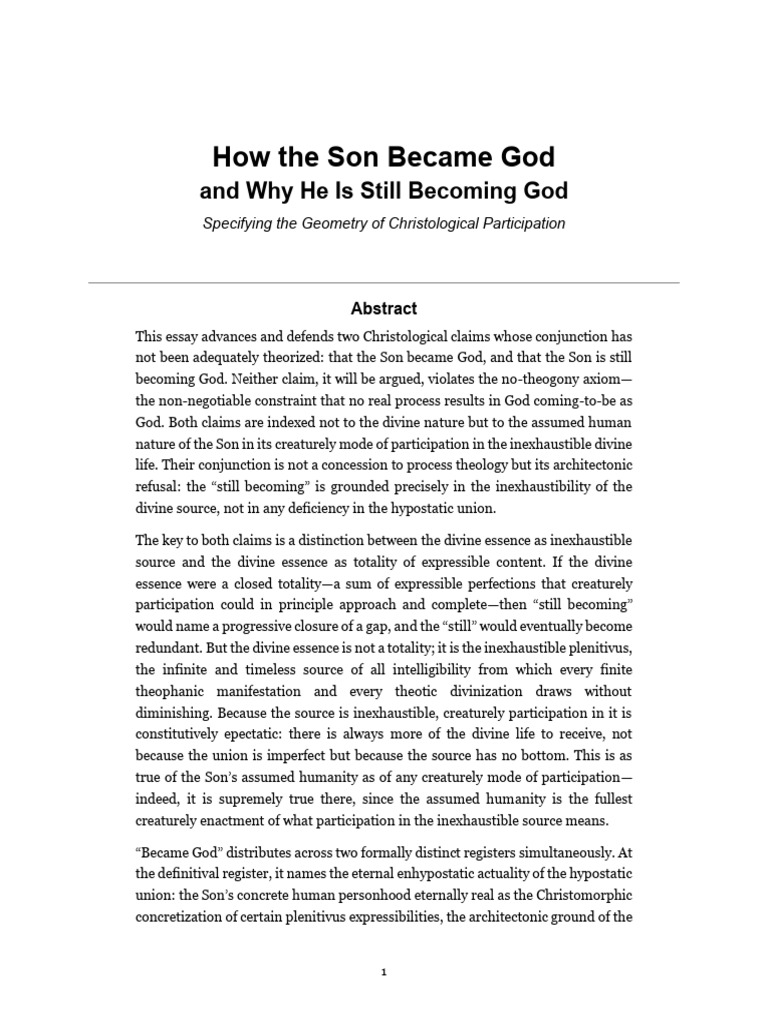 How the Son Became God and Why He Is Still Becoming God | PDF
