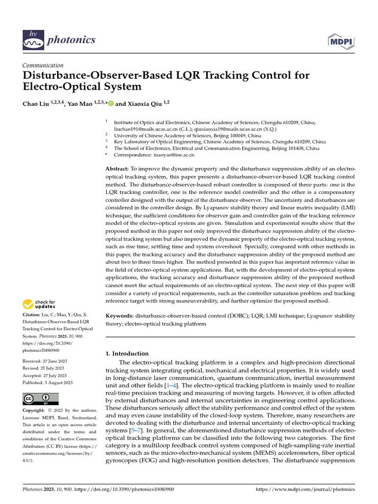 Liu Et Al. - 2023 - Disturbance-Observer-Based LQR Tracking Control for ...