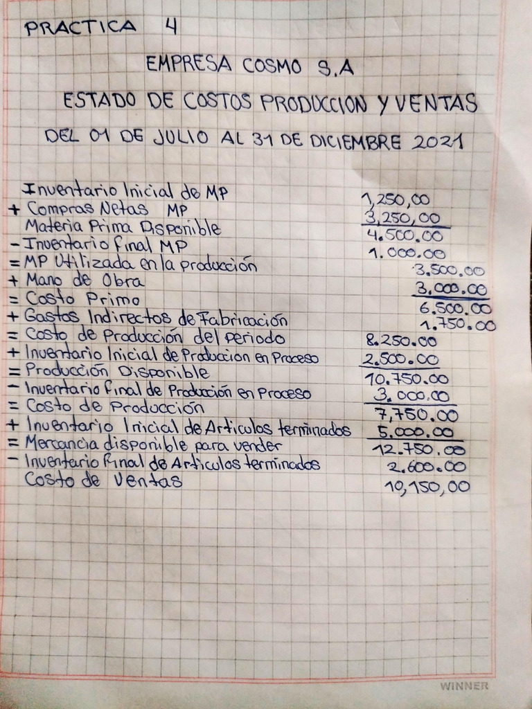 Práctica 4 Contabilidad de Costos 1 | PDF