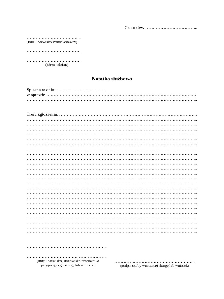 Notatka Sluzbowa | PDF