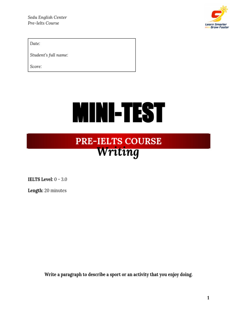 Mini Test (Writing) | PDF