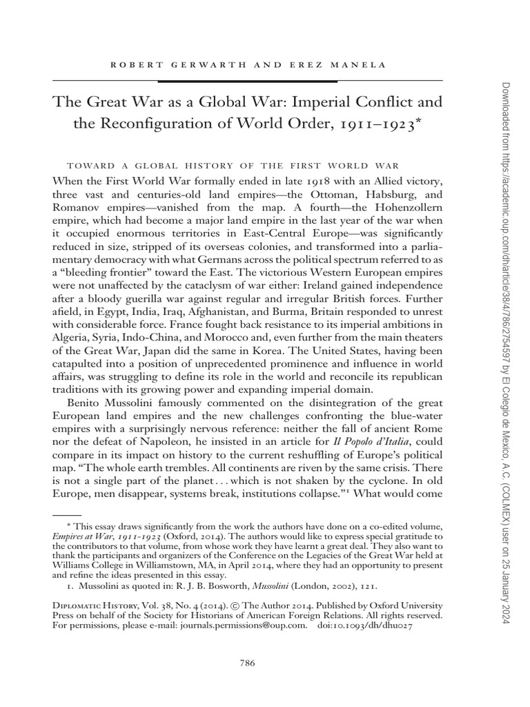 The Great War as a Global War. Imperial Conflict and the ...