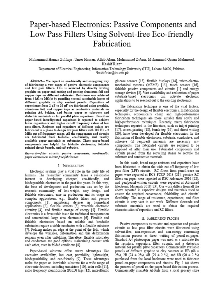 Paper Passive Components and Low Pass Filters | PDF | Capacitor | Low ...
