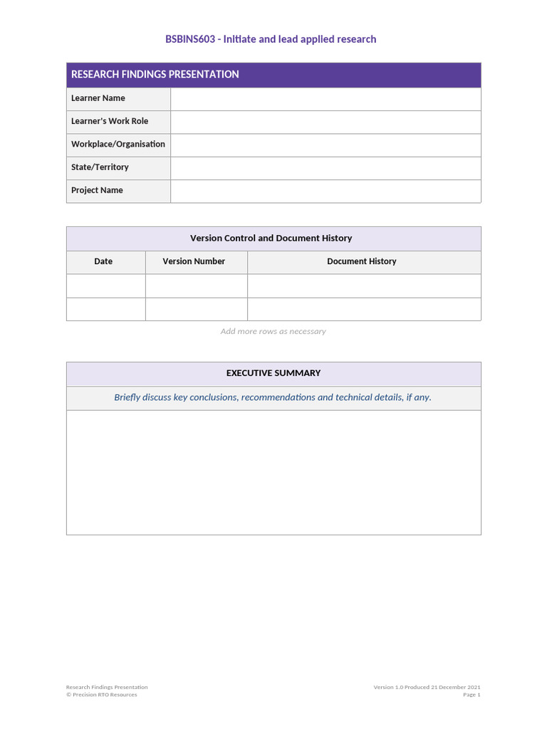 BSBINS603 Research Findings Presentation Template | PDF | Data Analysis ...