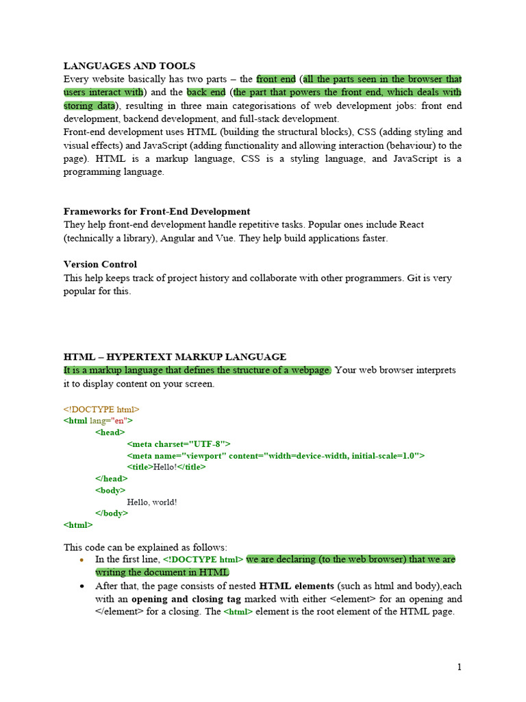 Unit 1B | PDF | Html Element | Html