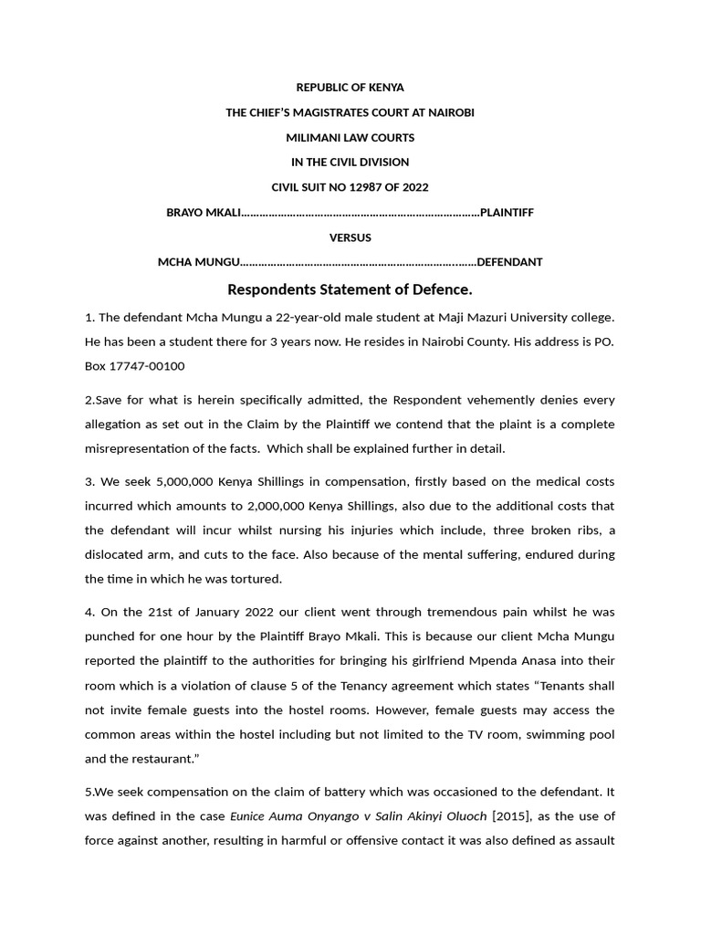 statement of defence 2 | PDF | Defamation | Justice