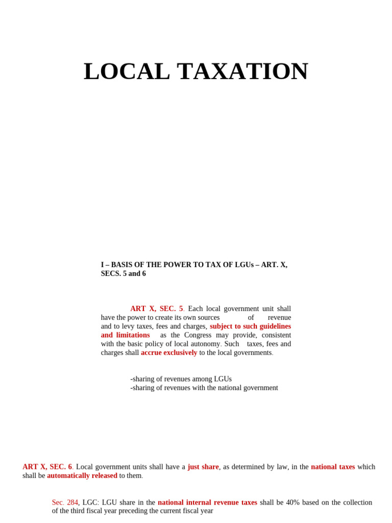 Taxation Local Taxation 2025 | PDF | Taxes | Taxpayer