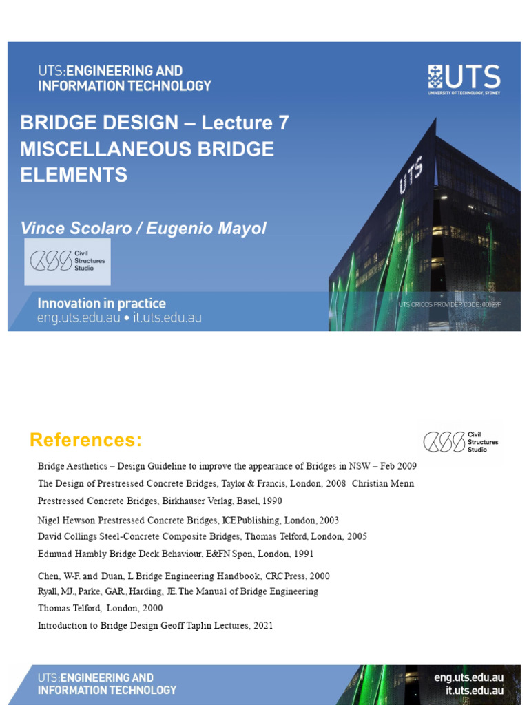 Bridge Design - L7 - Misc Bridge Elements - Autumn 2025 | PDF | Bridge ...