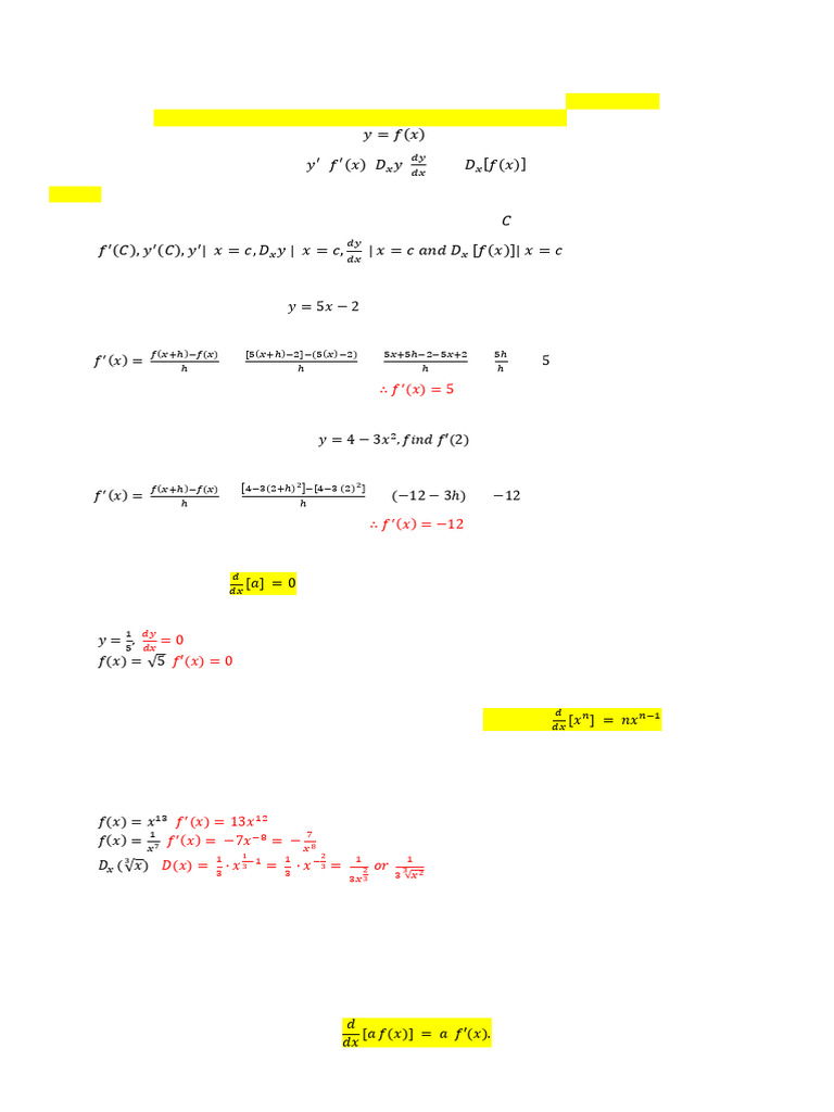 Lecture Notes Derivatives Final | PDF | Derivative | Function (Mathematics)