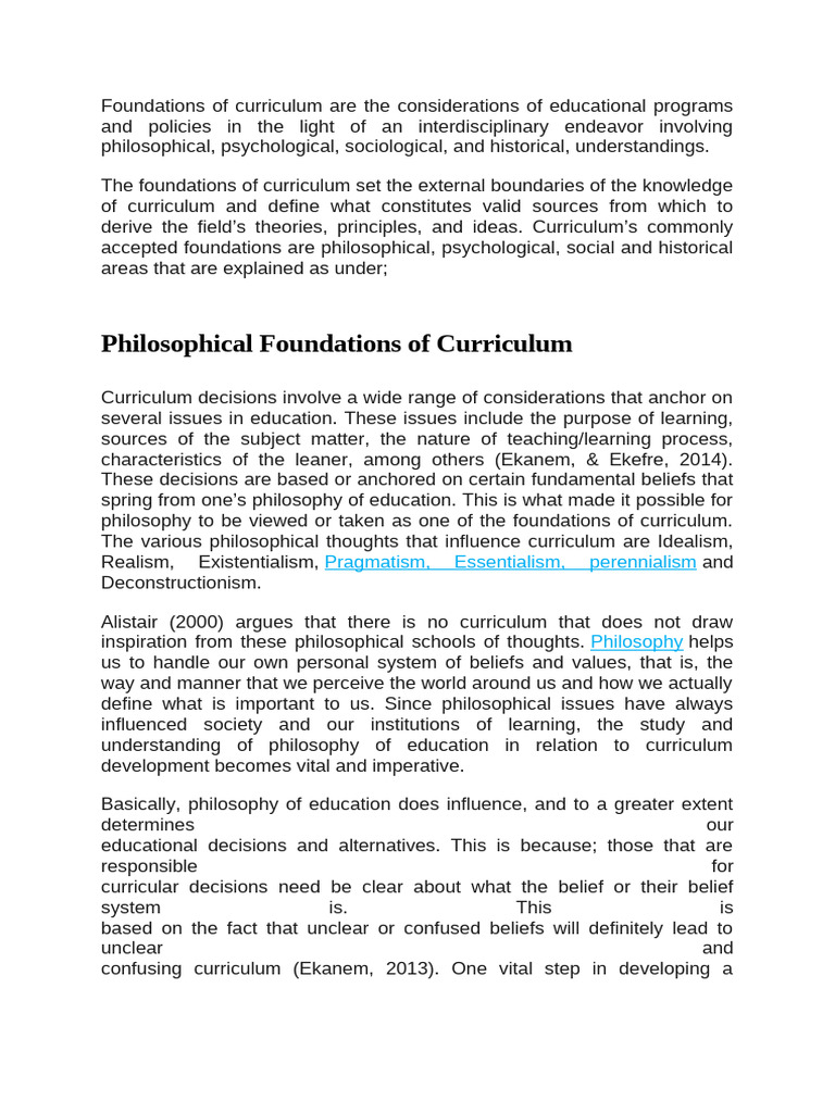foundations of curriculum | PDF | Psychology | Educational Psychology