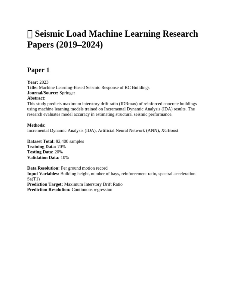 ? Seismic Load Machine Learning Research Papers 063 | PDF | Machine ...