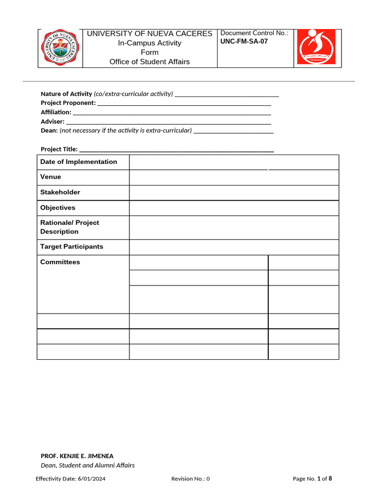 7. in Campus Student Activity Form | PDF