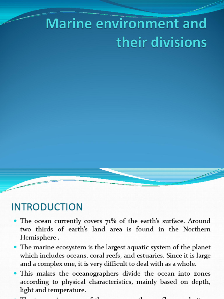 Marine Environment and Its Life Divisions of Marine Environment | PDF ...