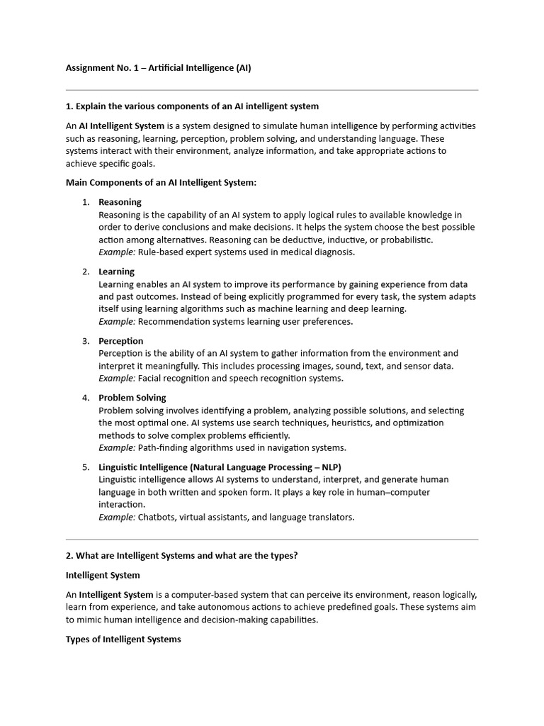 Ai Assignment 1 | PDF | Artificial Intelligence | Intelligence (AI ...