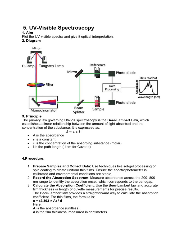 UV- Vis Spectroscopy Practical Sheet | PDF | Absorption Spectroscopy ...