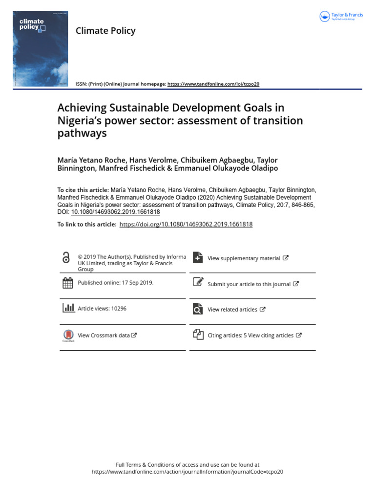Achieving Sustainable Development Goals in Nigeria s Power Sector ...