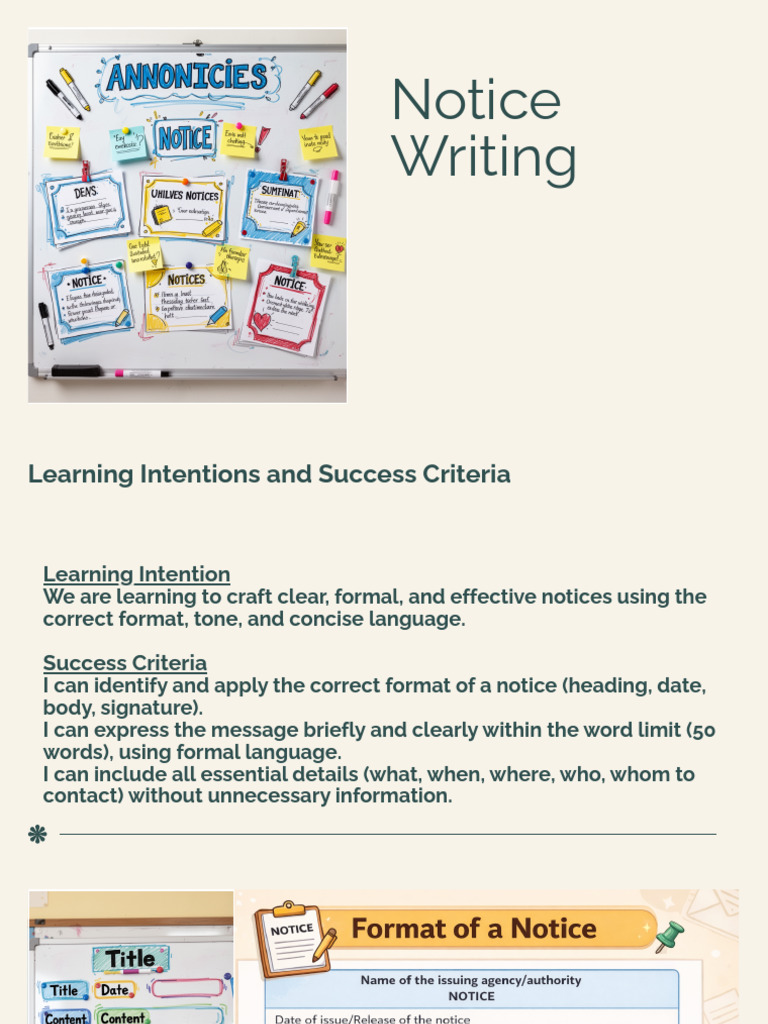 Notice Writing NB_Work | PDF | Word | Human Communication
