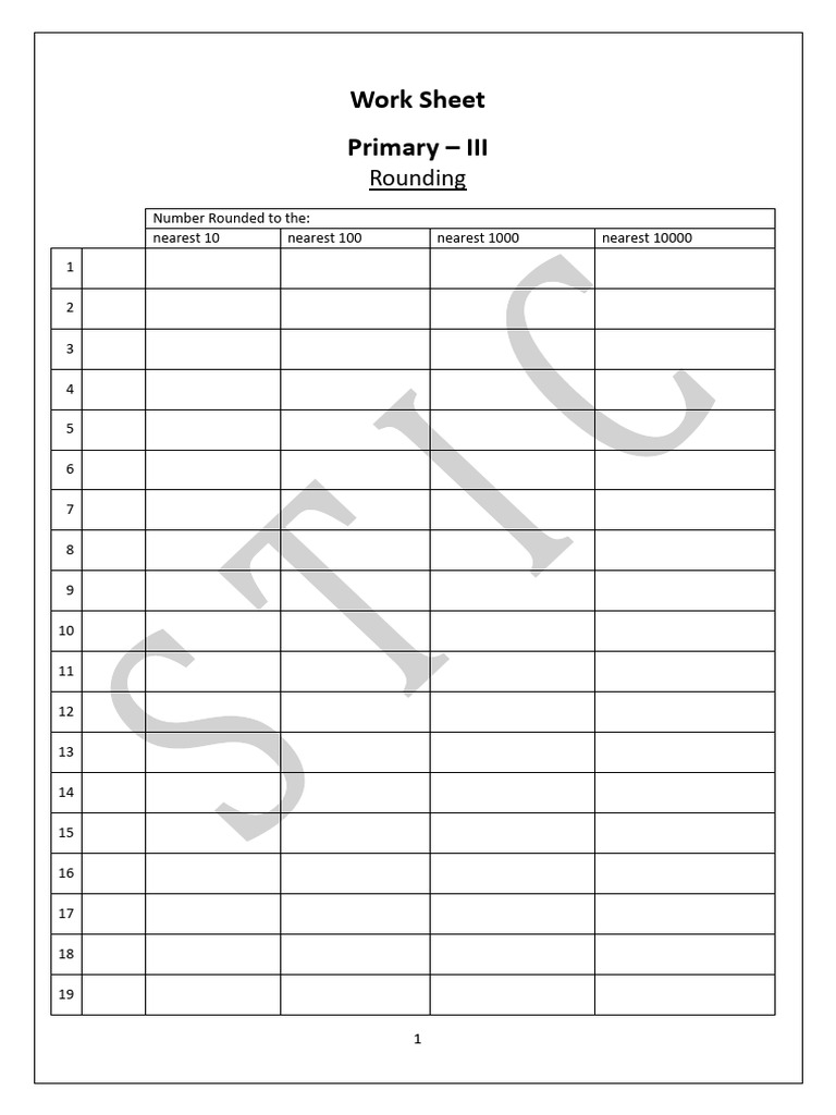 9. P3 - Work Sheet - Rounding | PDF