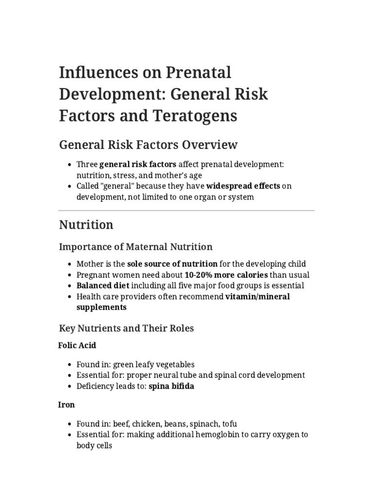 Prenatal Development Risk Factors | PDF | Prenatal Development | Pregnancy