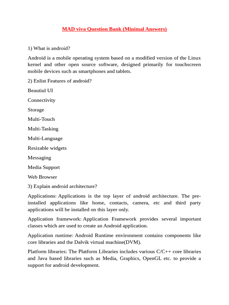 MAD Practical Viva Q&A | PDF | Android (Operating System) | Computer File