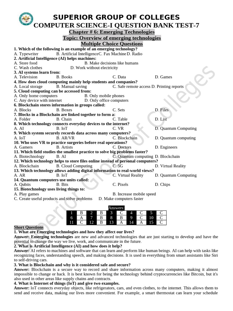 Q.B Computer I Test 7 | PDF | Cloud Computing | Software As A Service