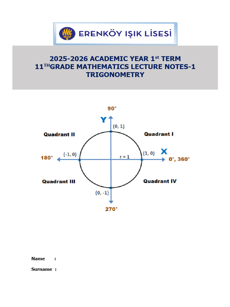 11.-fs1-trigonometry(2025-2026) | PDF | Trigonometric Functions | Trigonometry