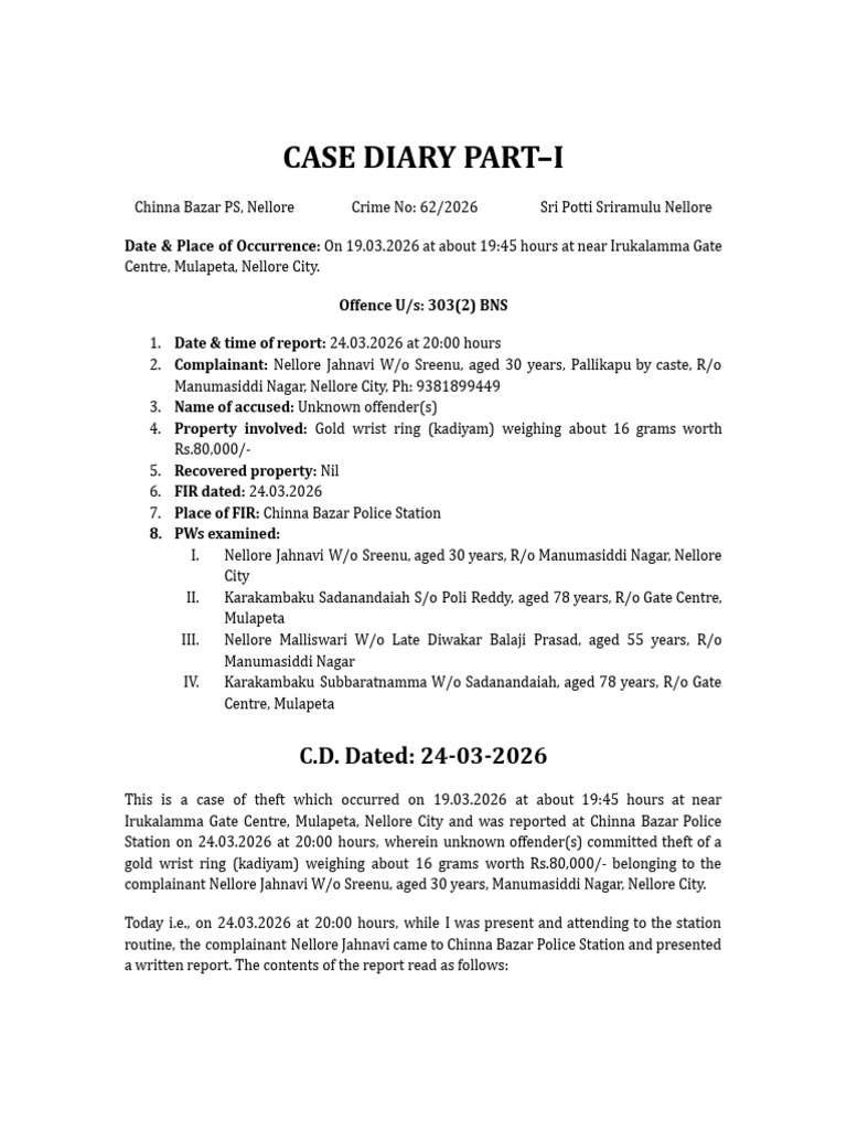 Case Diary 62 2026 | PDF | Criminal Law | Criminal Justice
