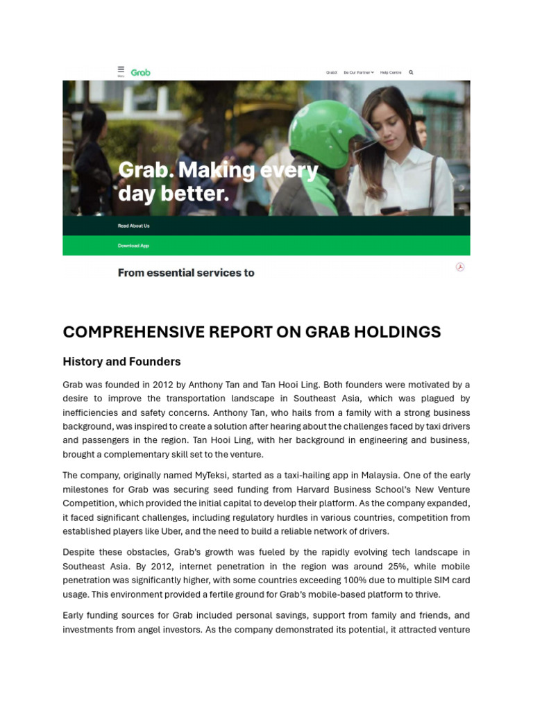 Comprehensive Report on Grab Holdings | PDF | Business | Economies