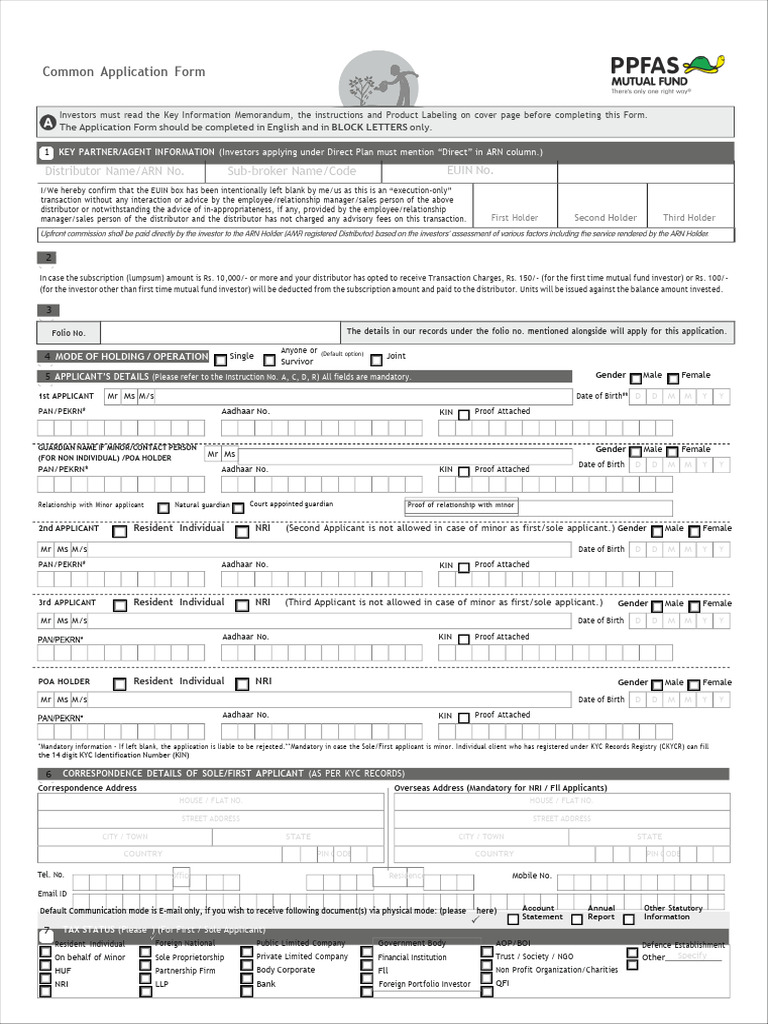 Ppfas Mf Common Application Form | PDF | Cheque | Business