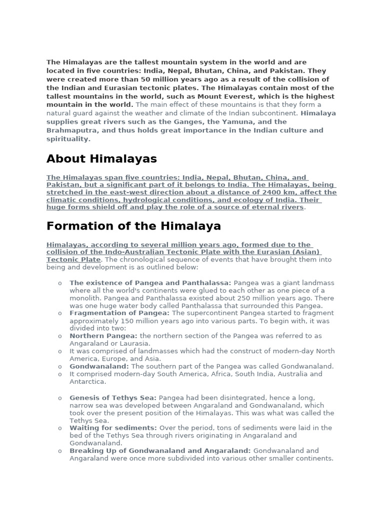 The Himalayas Are the Tallest Mountain System in the World and Are ...