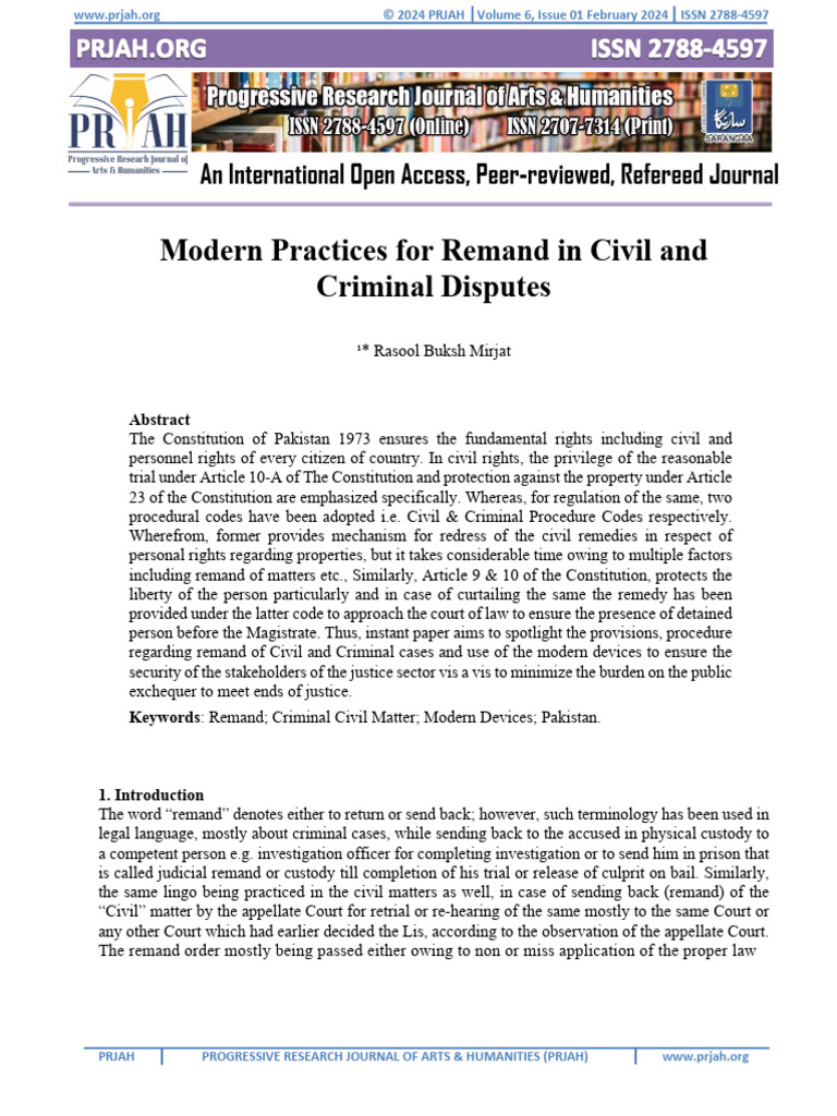Modern Practices for Remand in Civil and Criminal | PDF | Arrest | Bail