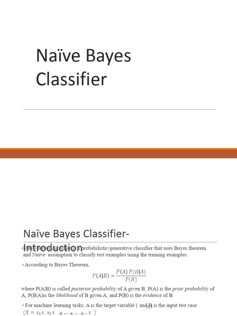 8. Naive Bayes Classifier.pptx | PDF | Statistical Classification ...