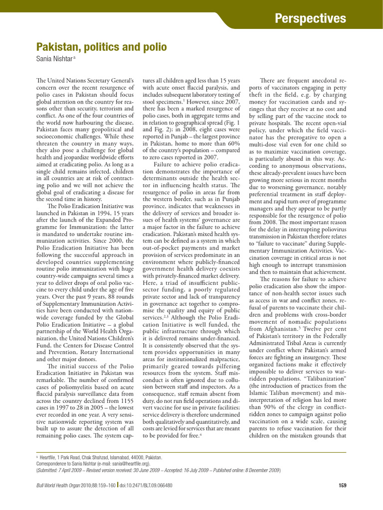 Pakistan, Politics and Polio | PDF | Eradication Of Infectious Diseases ...