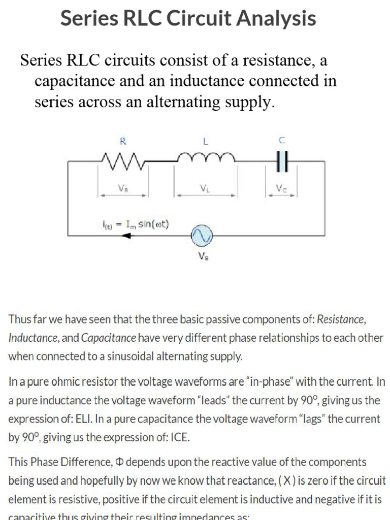 Copy of Series RLC Circuit Analysis Class 8 | PDF