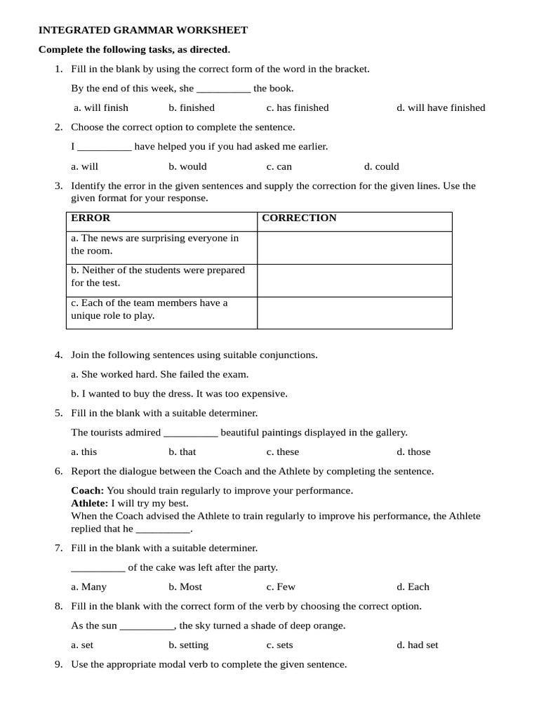 Integrated Grammar Worksheet - Revision | PDF | Chess Openings | Chess