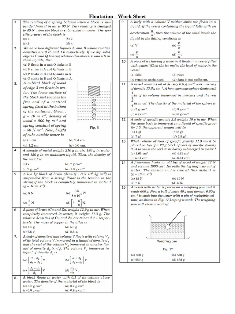 Work Sheet Floatation | PDF