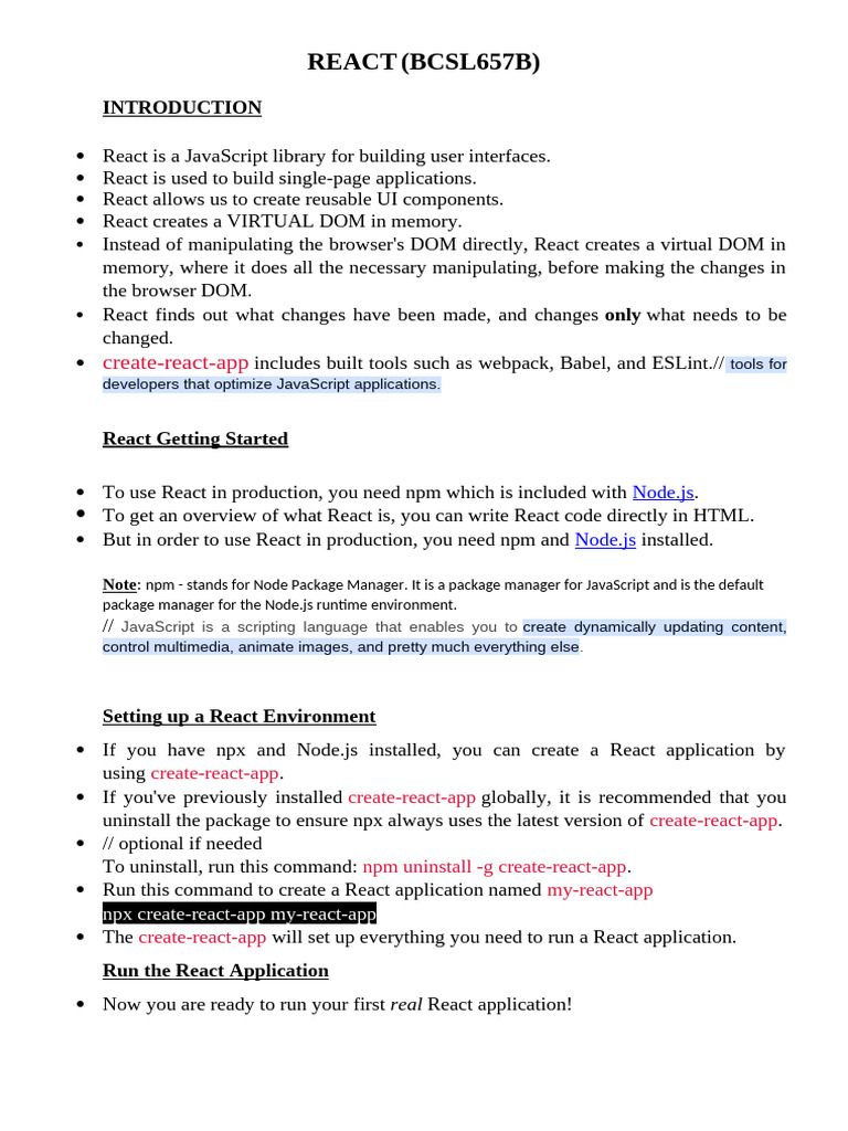 React Manual Updated | PDF | Document Object Model | Java Script