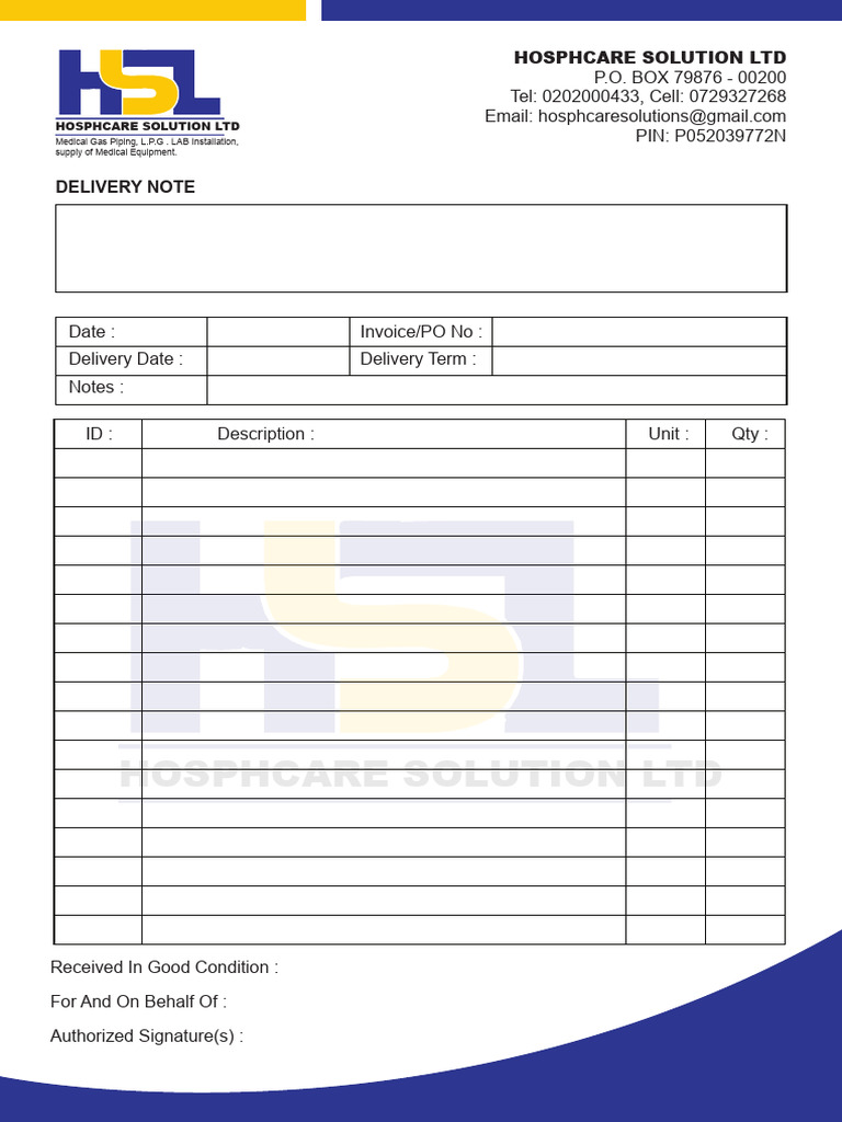 HSM Delivery Note | PDF
