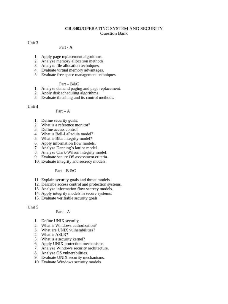 Question Bank Oss | PDF