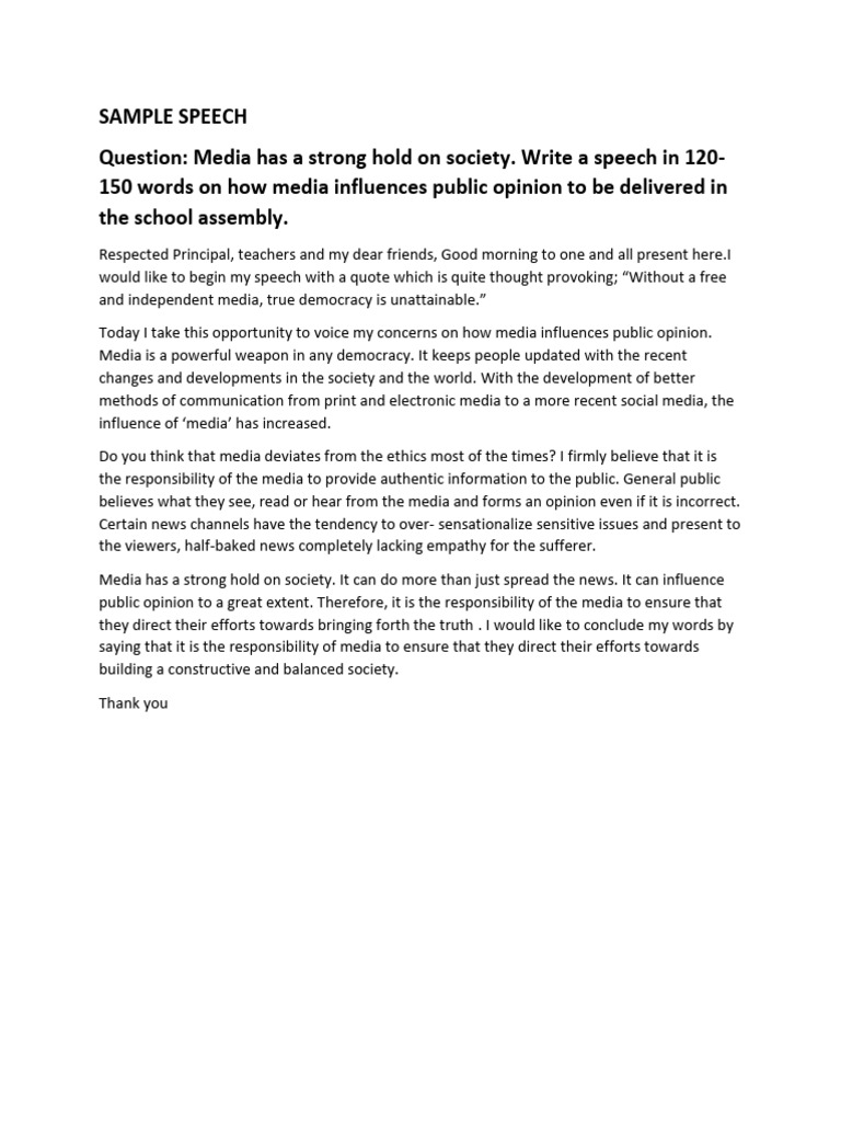 Sample Speech 1 | PDF
