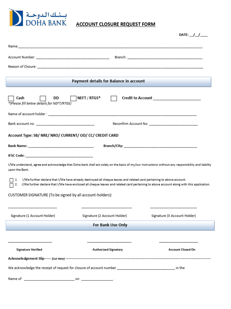 Account Closure Request Form | PDF | Banks | Business